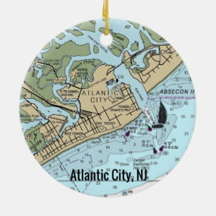 Atlantic City NJ Chart Keramisch Ornament