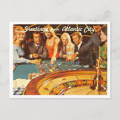 Atlantic City NJ, Gambling, Roulette, Retro Briefkaart (Voorkant)