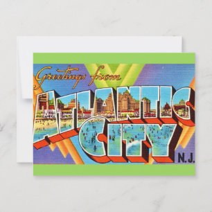 Atlantic City NJ Groeten Ansichtkaart Briefkaart