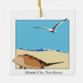 Atlantic City, NJ Hoefijzer Crab Zee Gull Beach, V Keramisch Ornament (Voorkant)