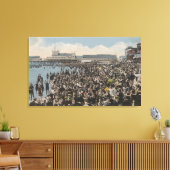 Atlantic City, NJ - Holiday Crowd bij Beach Canvas Afdruk (Insitu (Woonkamer))