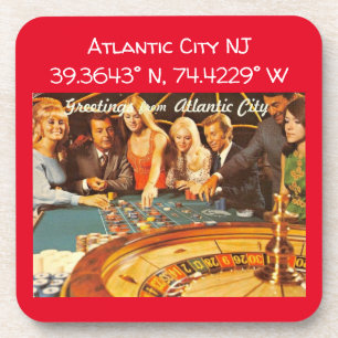Atlantic City NJ Map Coordinates Style Bier Onderzetter