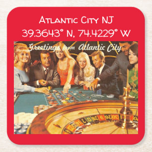 Atlantic City NJ Map Coordinates Style Kartonnen Onderzetters