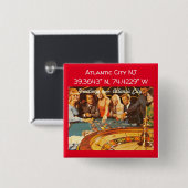 Atlantic City NJ Map Coordinates  Style Vierkante Button 5,1 Cm (Voorkant /achterkant)