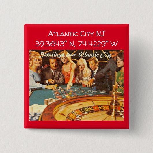 Atlantic City NJ Map Coordinates  Style Vierkante Button 5,1 Cm (Voorkant)