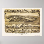 Atlantic City, NJ Panoramic Map - 1880 Poster (Voorkant)