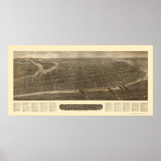 Atlantic City, NJ Panoramic Map - 1910 Poster (Voorkant)