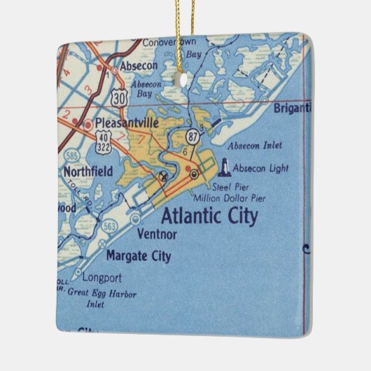 Atlantic City NJ Retro Map Keramisch Ornament (Links)