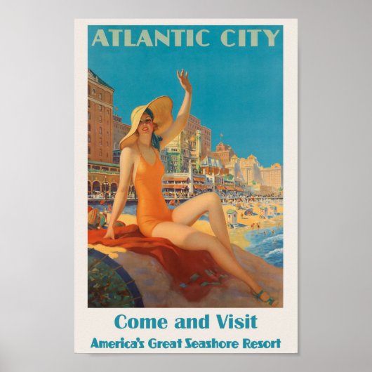 Atlantic City, NJ Travel Ad Poster (Voorkant)