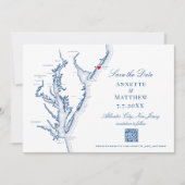 Atlantic City NJ Trouw Elegant Navy QR-code Save The Date (Voorkant)