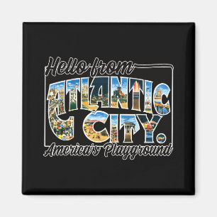 Atlantic City Nj Vintage Stcard Souvenir T-shirt Magneet