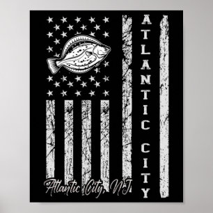 Atlantic City NJ voor Fluke Gevist vissers Poster