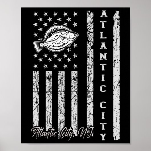 Atlantic City NJ voor Fluke Gevist vissers Poster (Voorkant)