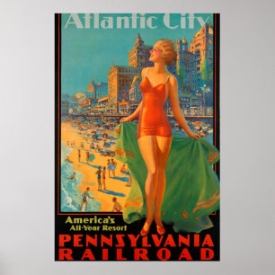 Atlantic City Oude Pennsylvania Treinreizen Poster