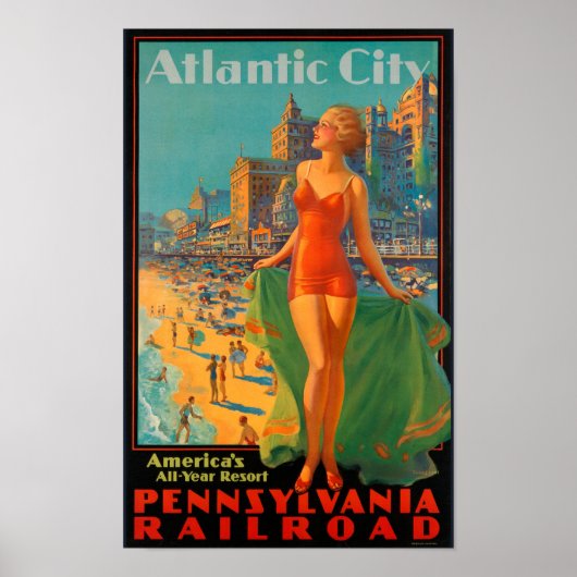 Atlantic City  Pennsylvania Rail Travel Poster (Voorkant)