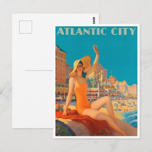 Atlantic City, Pennsylvania Vintage Postcar Briefkaart (Voorkant / Achterkant)