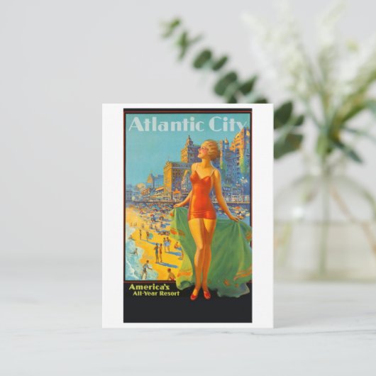  Atlantic City reisposter Briefkaart (Staand voorkant)