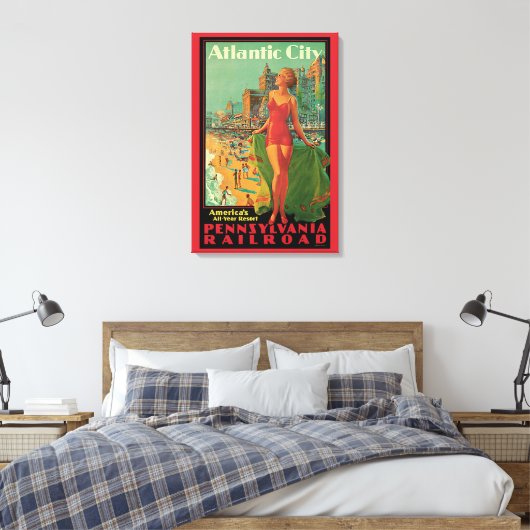 Atlantic City Resort, Pennsylvania Railroad Reis Canvas Afdruk (Insitu (Slaapkamer))
