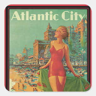 Atlantic City Resort, Pennsylvania Railroad Reis Vierkante Sticker