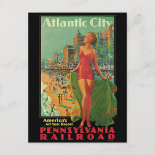 Atlantic City Resort, Pennsylvania Railroad Travel Briefkaart