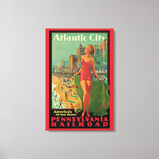 Atlantic City Resort, Pennsylvania Railroad Travel Canvas Afdruk (Voorkant)
