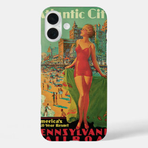 Atlantic City Resort, Pennsylvania Railroad Travel iPhone 16 Plus Hoesje