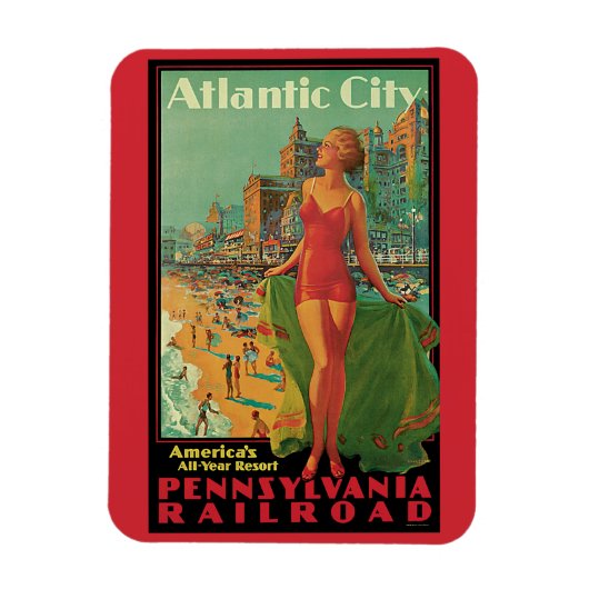 Atlantic City Resort, Pennsylvania Railroad Travel Magneet (Verticaal)