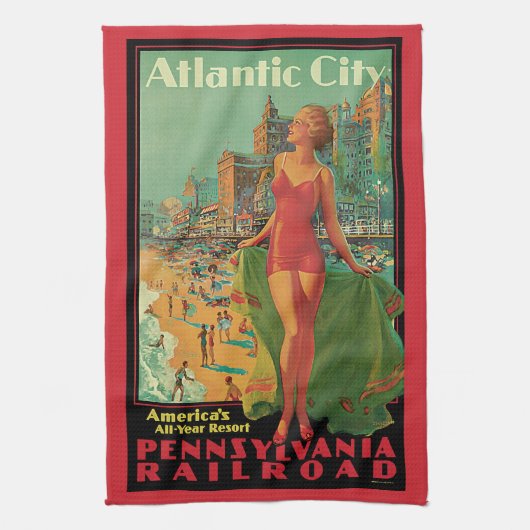 Atlantic City Resort, Pennsylvania Railroad Travel Theedoek (Verticaal)