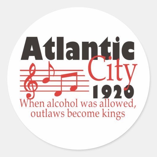 Atlantic City Ronde Sticker (Voorkant)
