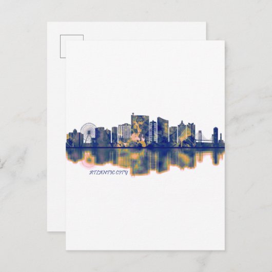 Atlantic City Skyline Uitnodiging Briefkaart (Voorkant / Achterkant)