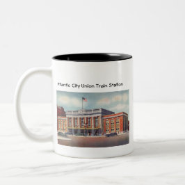 Atlantic City Train Station PRSL 1936 Tweekleurige Koffiemok