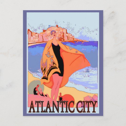 Atlantic City Vintage Poster 2 Briefkaart (Voorkant)