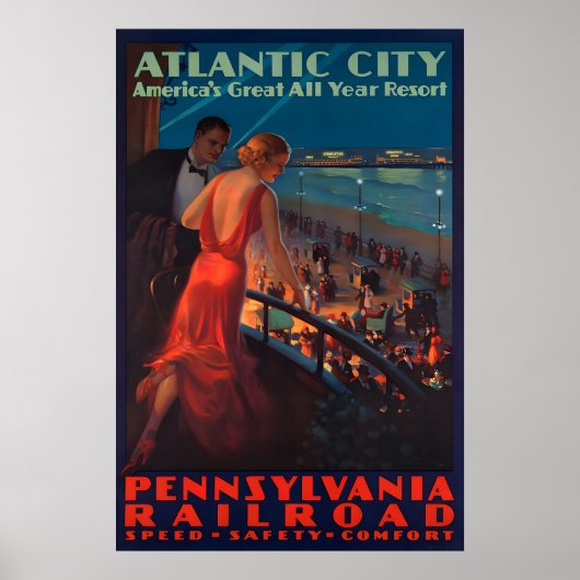 Atlantic City Vintage - Reisposter Prints (Voorkant)