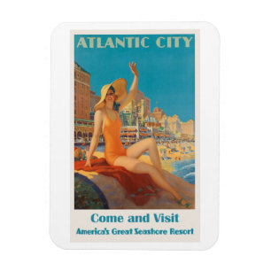 Atlantic City Vintage Travel Poster Magneet