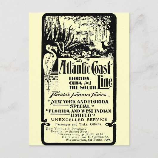 Atlantic Coast Line Railroad 1934 Briefkaart (Voorkant)