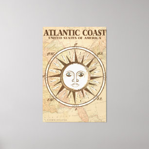 Atlantic Coast USA vintage-poster Canvas Afdruk