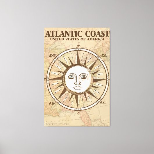Atlantic Coast USA vintage-poster Canvas Afdruk (Voorkant)