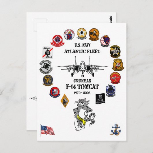 ATLANTIC FLEET - F-14 TOMCAT SQ. BRIEFKAART (Voorkant / Achterkant)