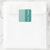 Atlantic Green Wave Chevron met naam Vierkante Sticker (Tas)