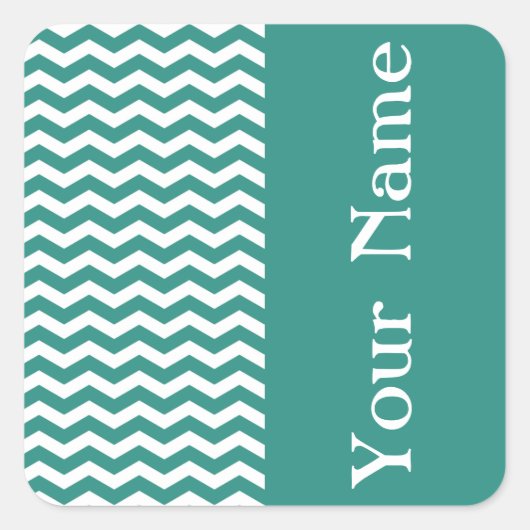 Atlantic Green Wave Chevron met naam Vierkante Sticker (Voorkant)