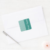 Atlantic Green Wave Chevron met naam Vierkante Sticker (Envelop)