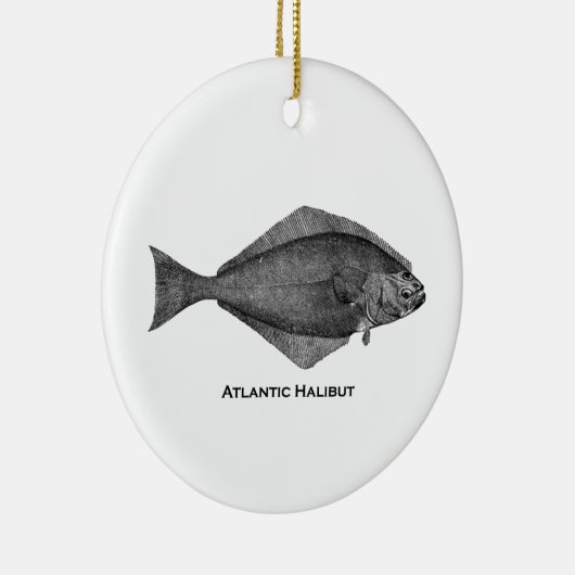 Atlantic Halibut  Line Art Keramisch Ornament (Rechts)
