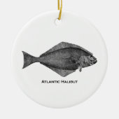 Atlantic Halibut  Line Art Keramisch Ornament (Voorkant)