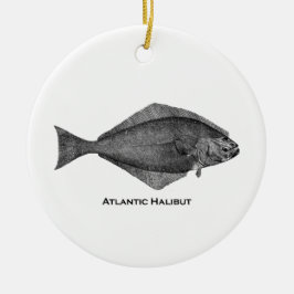 Atlantic Halibut  Line Art Keramisch Ornament
