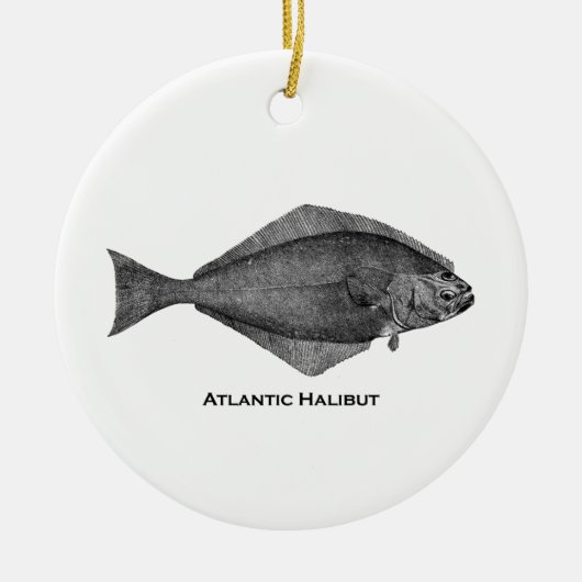 Atlantic Halibut  Line Art Keramisch Ornament (Voorkant)