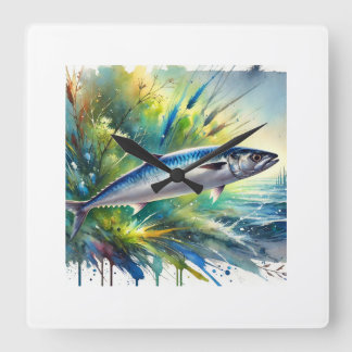 Atlantic Herring 040924AREF134 - Watercolor Vierkante Klok