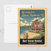 Atlantic Highlands NJ Bay View House Briefkaart (Voorkant / Achterkant)
