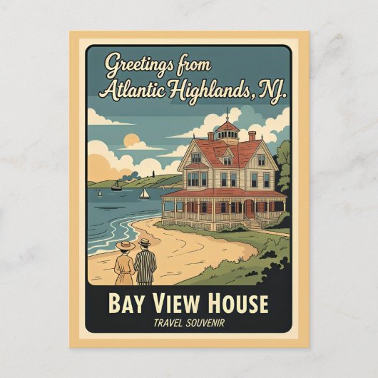 Atlantic Highlands NJ Bay View House Briefkaart (Voorkant)