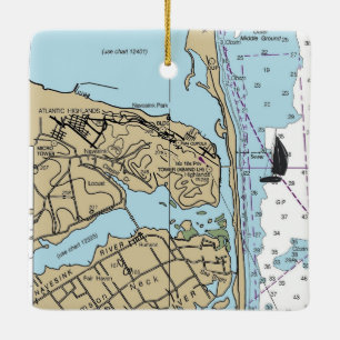 Atlantic Highlands NJ Chart Keramisch Ornament