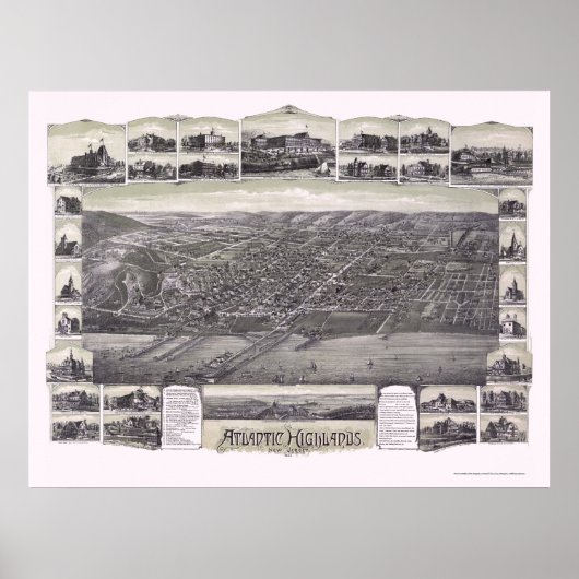 Atlantic Highlands, NJ Panoramic Map - 1894 Poster (Voorkant)